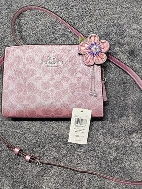 Coach pink rose metallic with signature Jacquard "C" Monogram Gia crossbody NWT